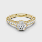 Round And Bag Solitaire Diamond Engagement Ring