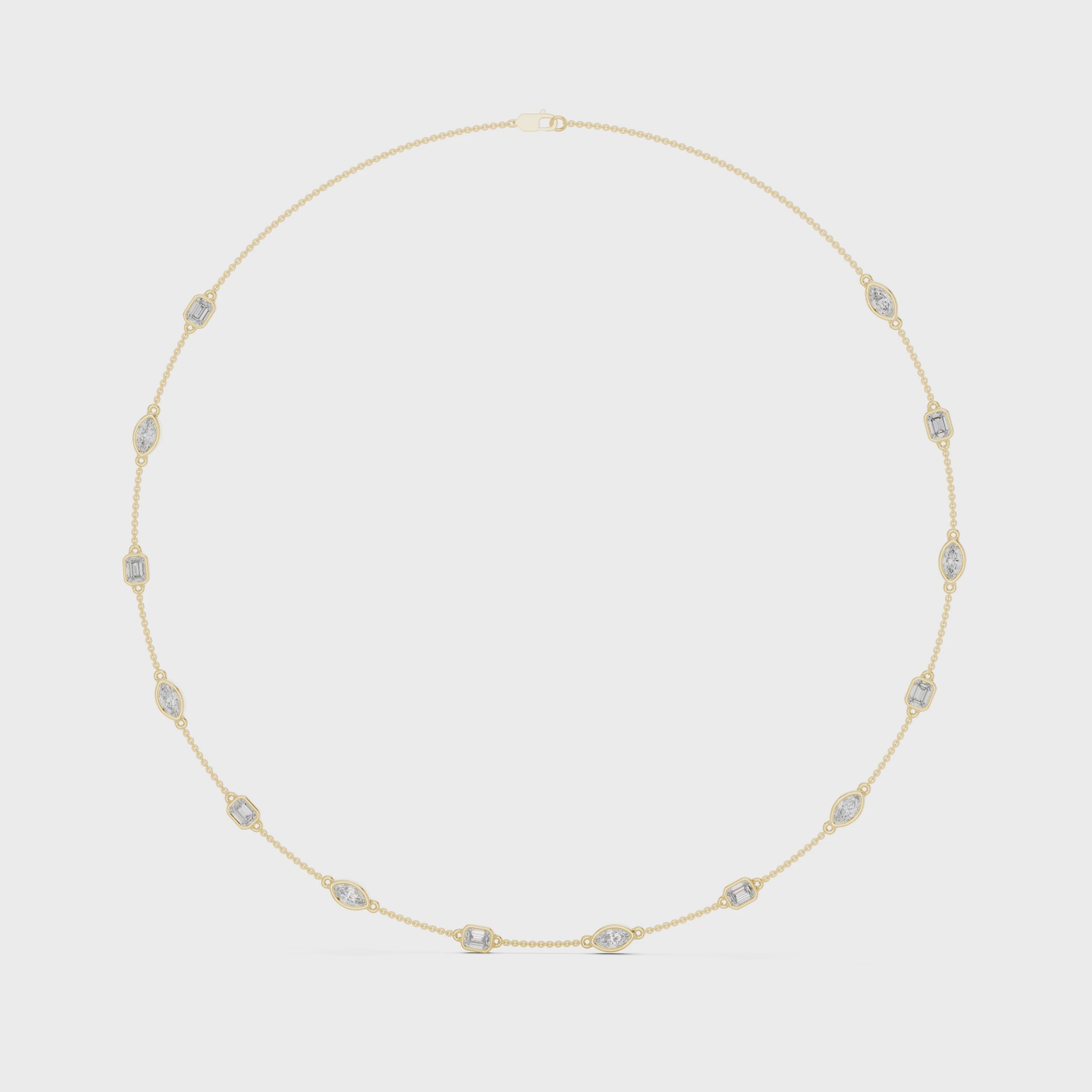 Charming Emerald And Marquise Diamond Necklace