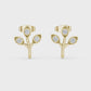Leaf Shaped Stud Earrings With Round Diamond