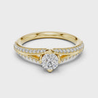 Round Cut Lab Diamond Shink Shank Engagement Ring