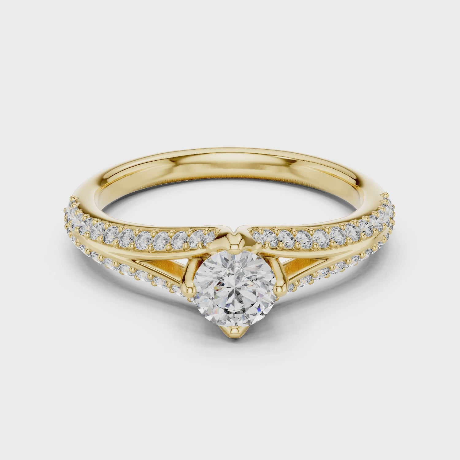 Round Cut Lab Diamond Shink Shank Engagement Ring