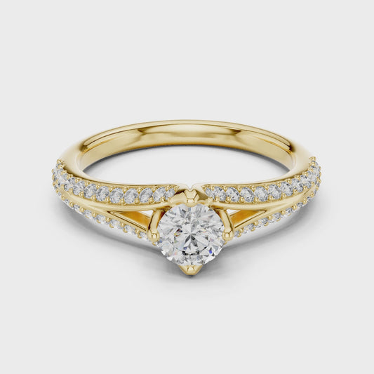 Round Cut Lab Diamond Shink Shank Engagement Ring