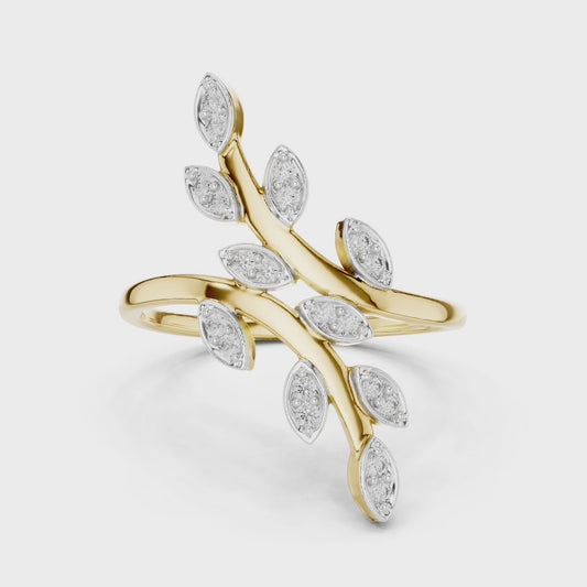 Fancy Leaf Shape Round Diamond Engagement Ring