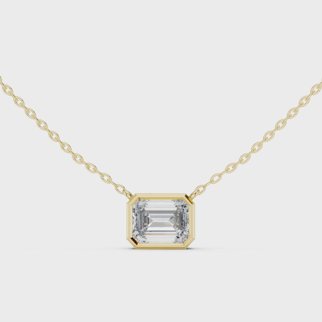 2.50 Carat Emerald Cut Lab Diamond Bezel Set Pendant