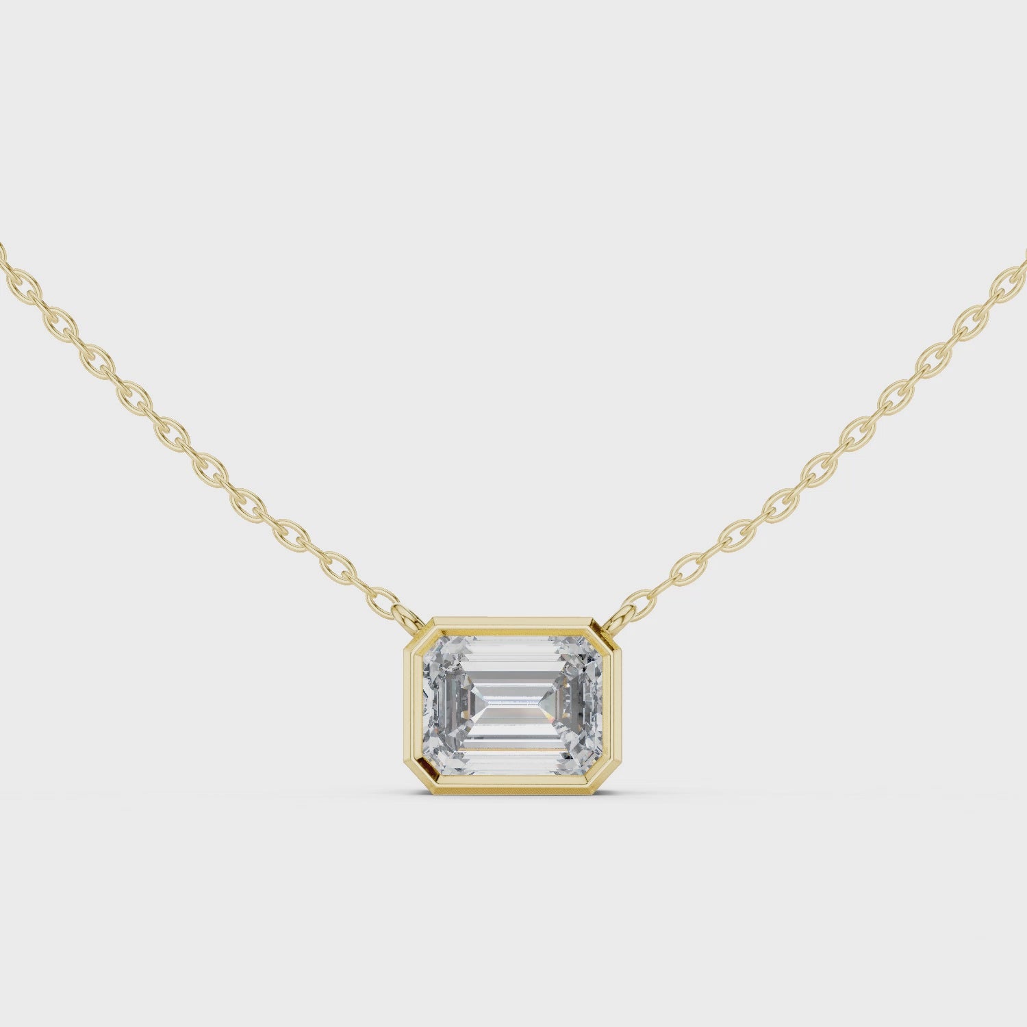 2.50 Carat Emerald Cut Lab Diamond Bezel Set Pendant
