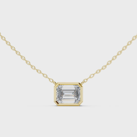 2.50 Carat Emerald Cut Lab Diamond Bezel Set Pendant