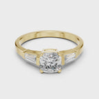 Cushion Cut Diamond Three Stone Engagement Ring