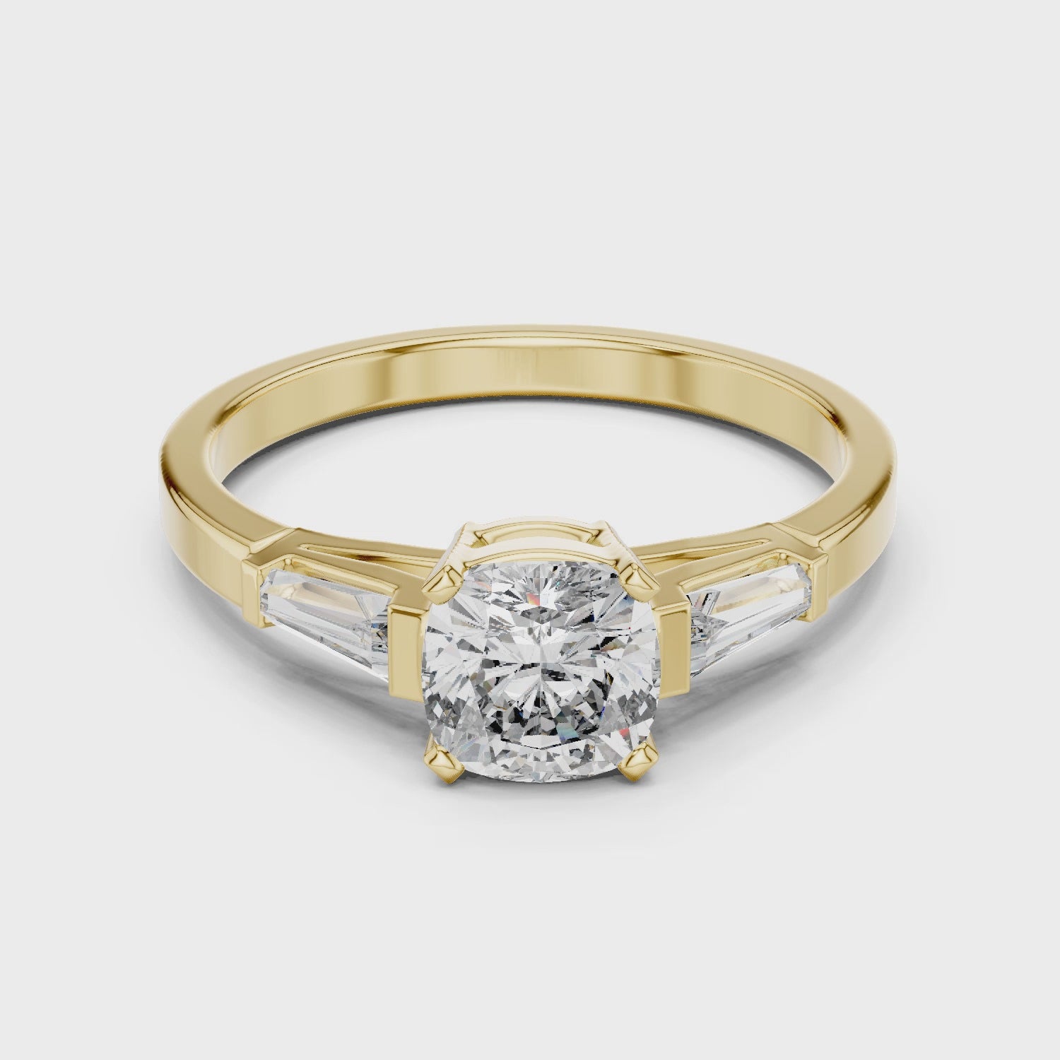 Cushion Cut Diamond Three Stone Engagement Ring