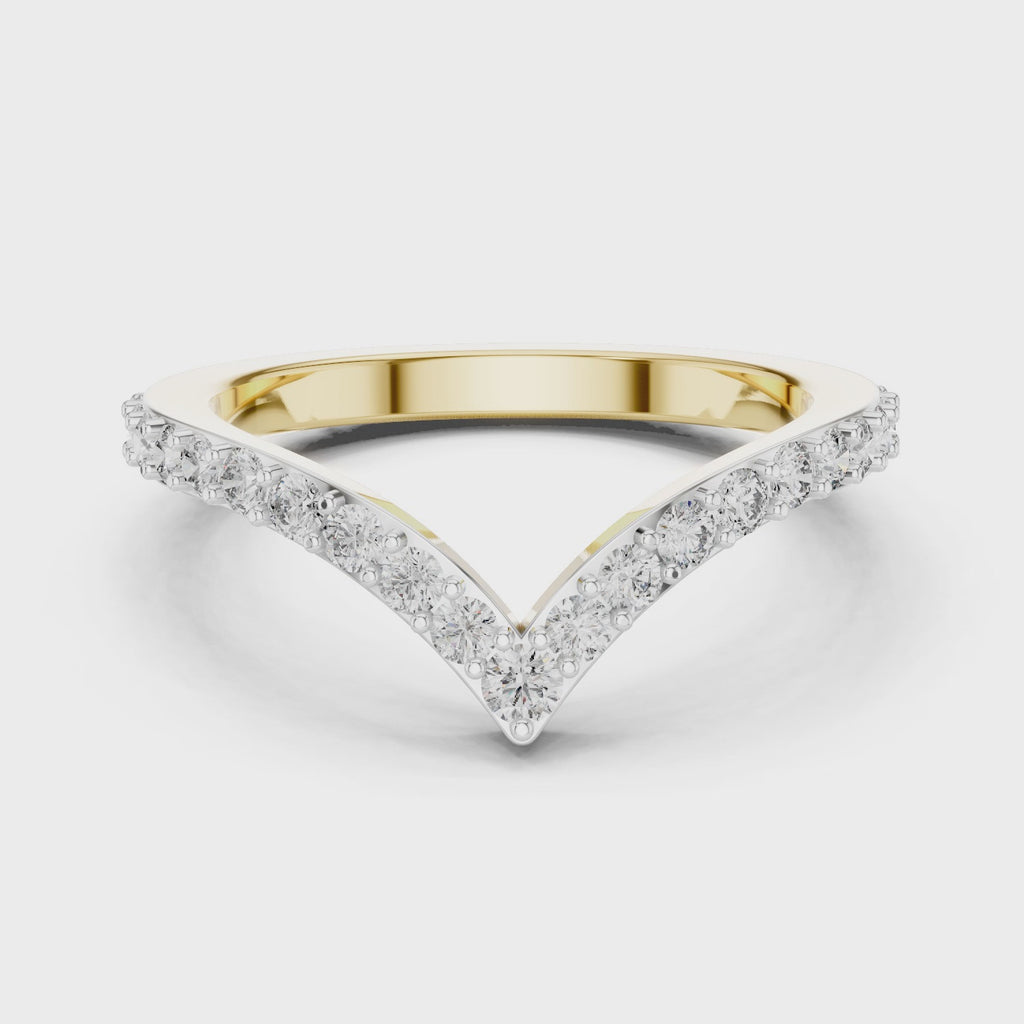 Round Cut Lab Diamond Chevron Wedding Band