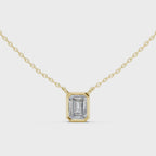 Bezel Set Emerald lab Diamond Solitaire Pendant