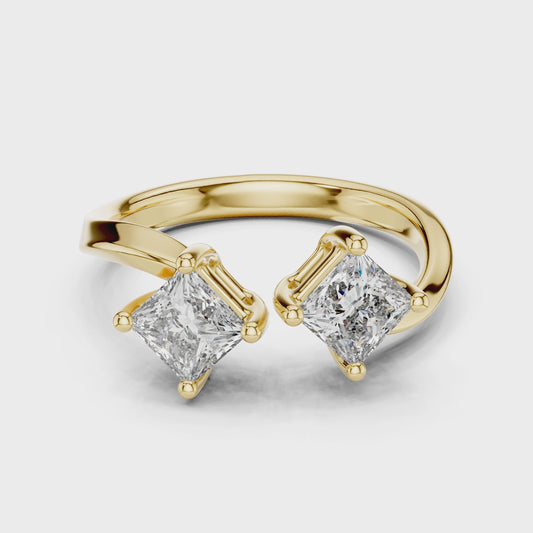 Modern Princess Cut Two Stone Engagement Ring