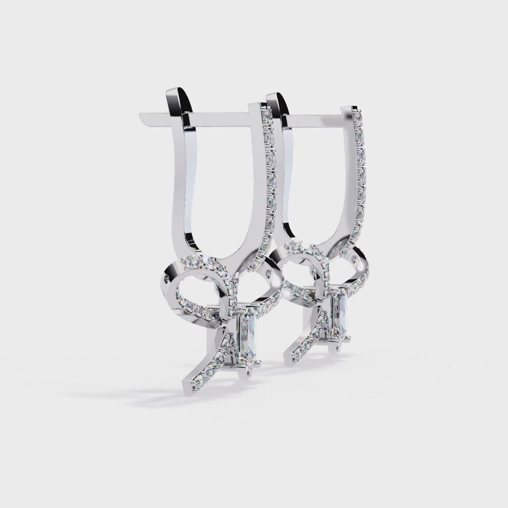 Emerald Cut Lab Diamond Butterfly Earrings