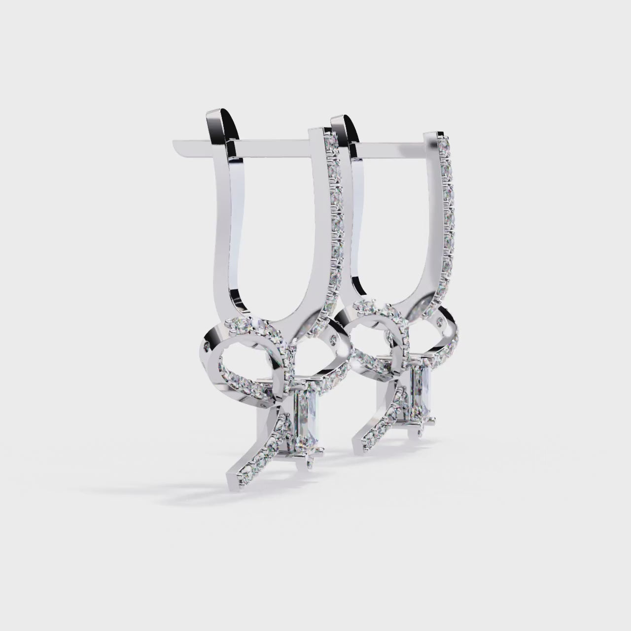 Emerald Cut Lab Diamond Butterfly Earrings