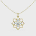 Classic Round Cut Lab Diamond Floral Pendant
