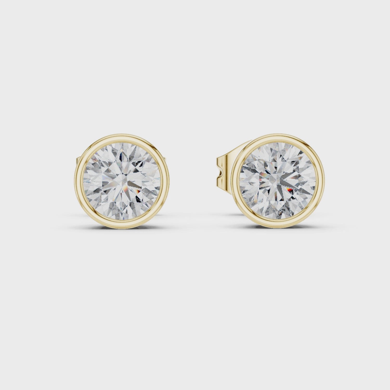 1 Carat Bezel Set Round Diamond Stud Earrings