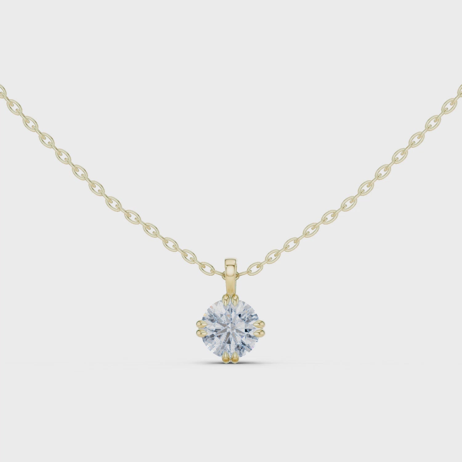 1 Carat Round Cut Lab Diamond Solitaire Pendant
