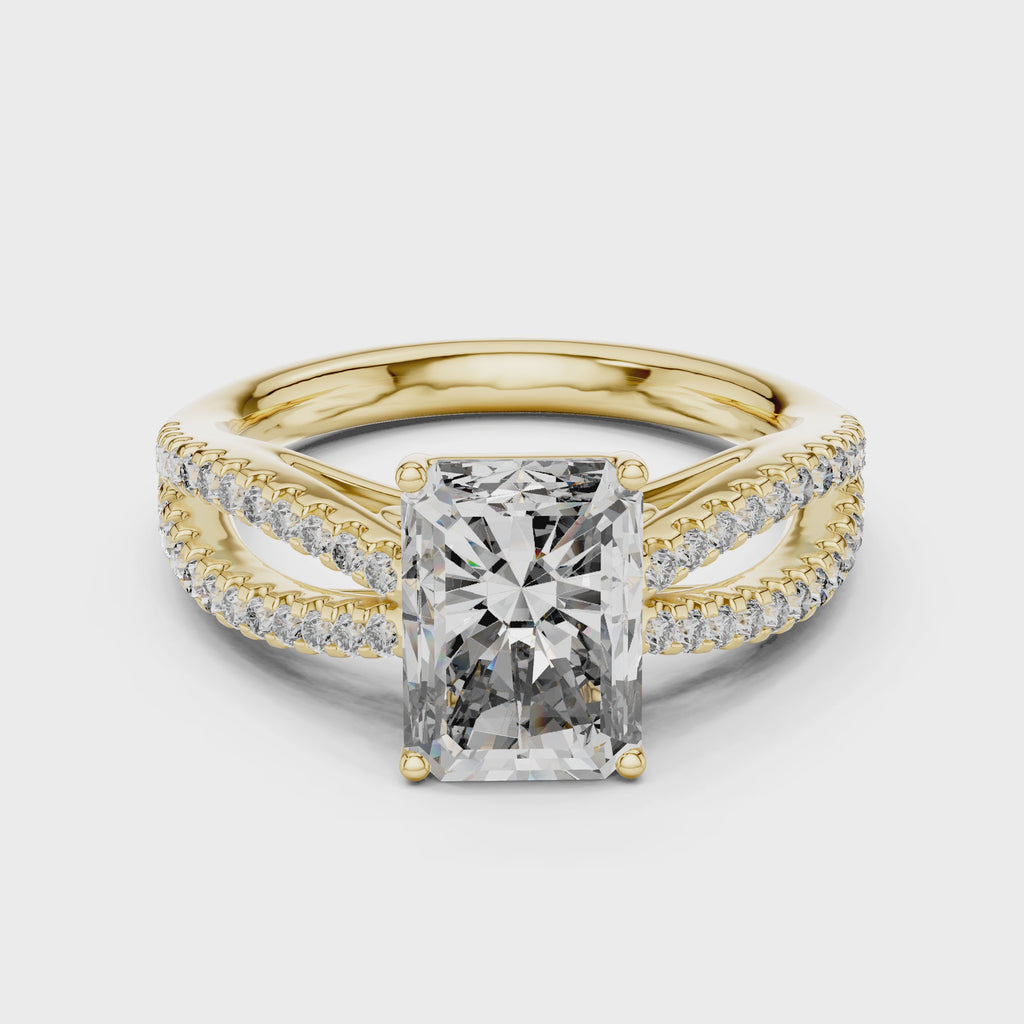 Radiant Cut Lab Diamond Split Shank Ring