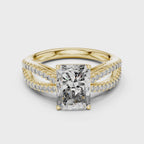 Radiant Cut Lab Diamond Split Shank Ring