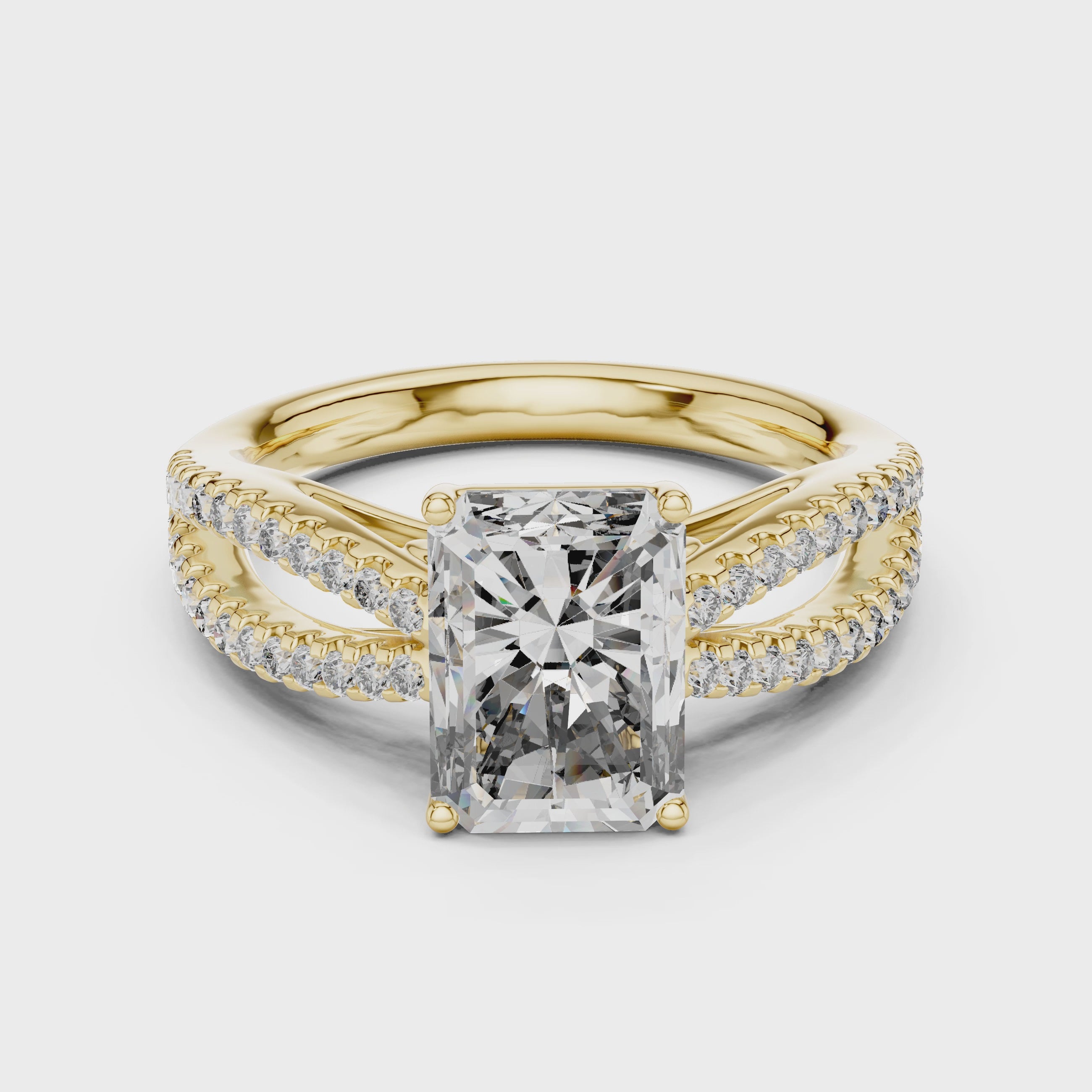 Radiant Cut Lab Diamond Split Shank Ring