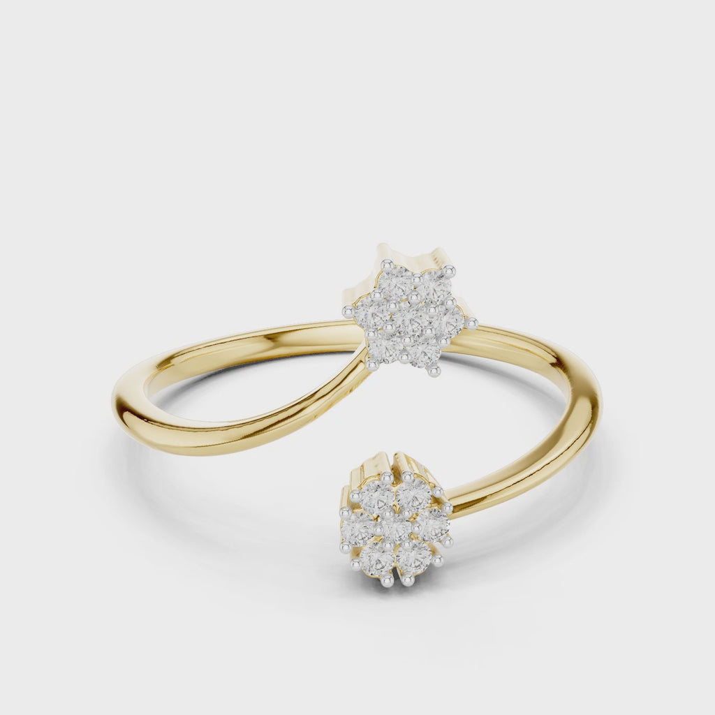 Twin Star Round Diamond Open Wrap Ring