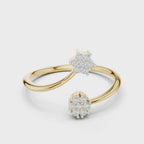 Twin Star Round Diamond Open Wrap Ring
