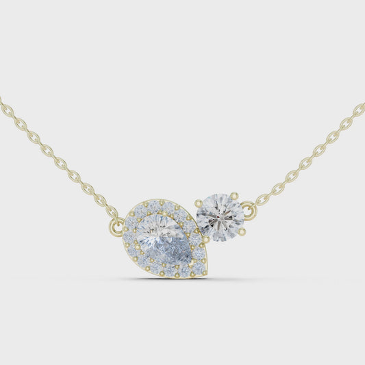 Dual Stone Lab Diamond Pendant With Halo Setting