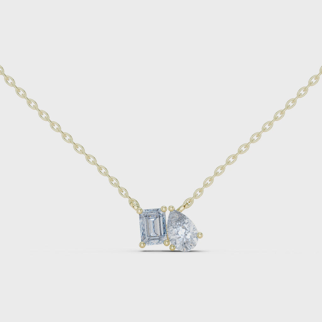 Pear And Emerald Cut Lab Diamond Solitaire Pendant