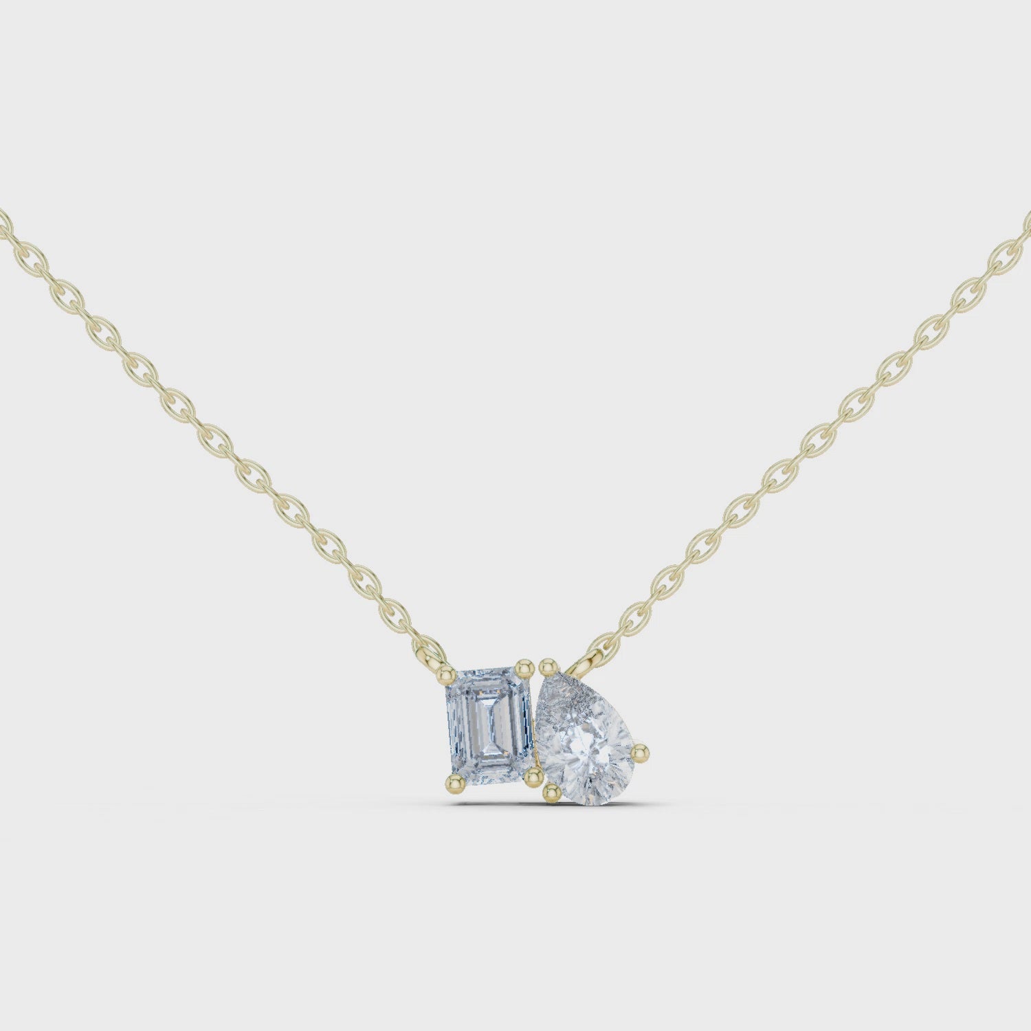 Pear And Emerald Cut Lab Diamond Solitaire Pendant
