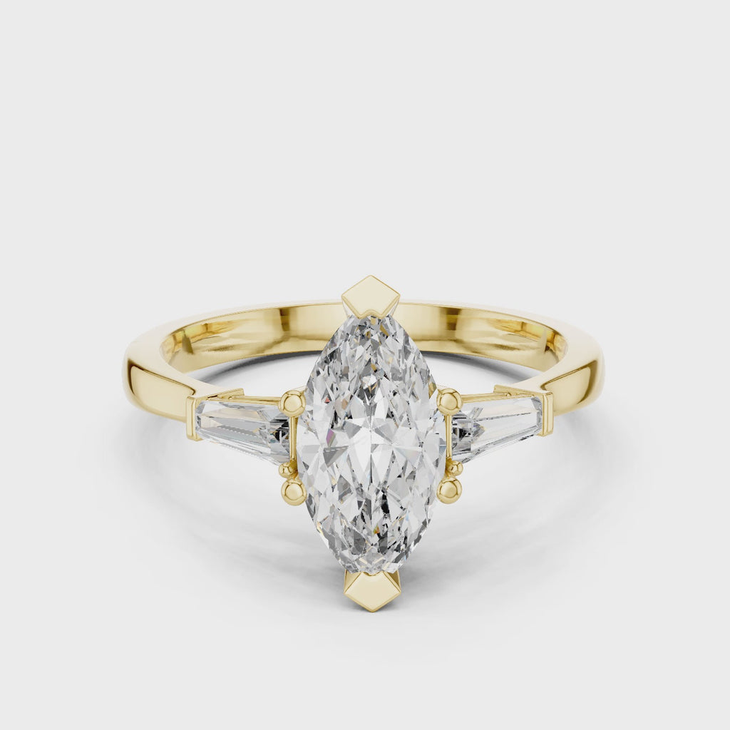 Three Stone Marquise Cut Diamond Engagement Ring