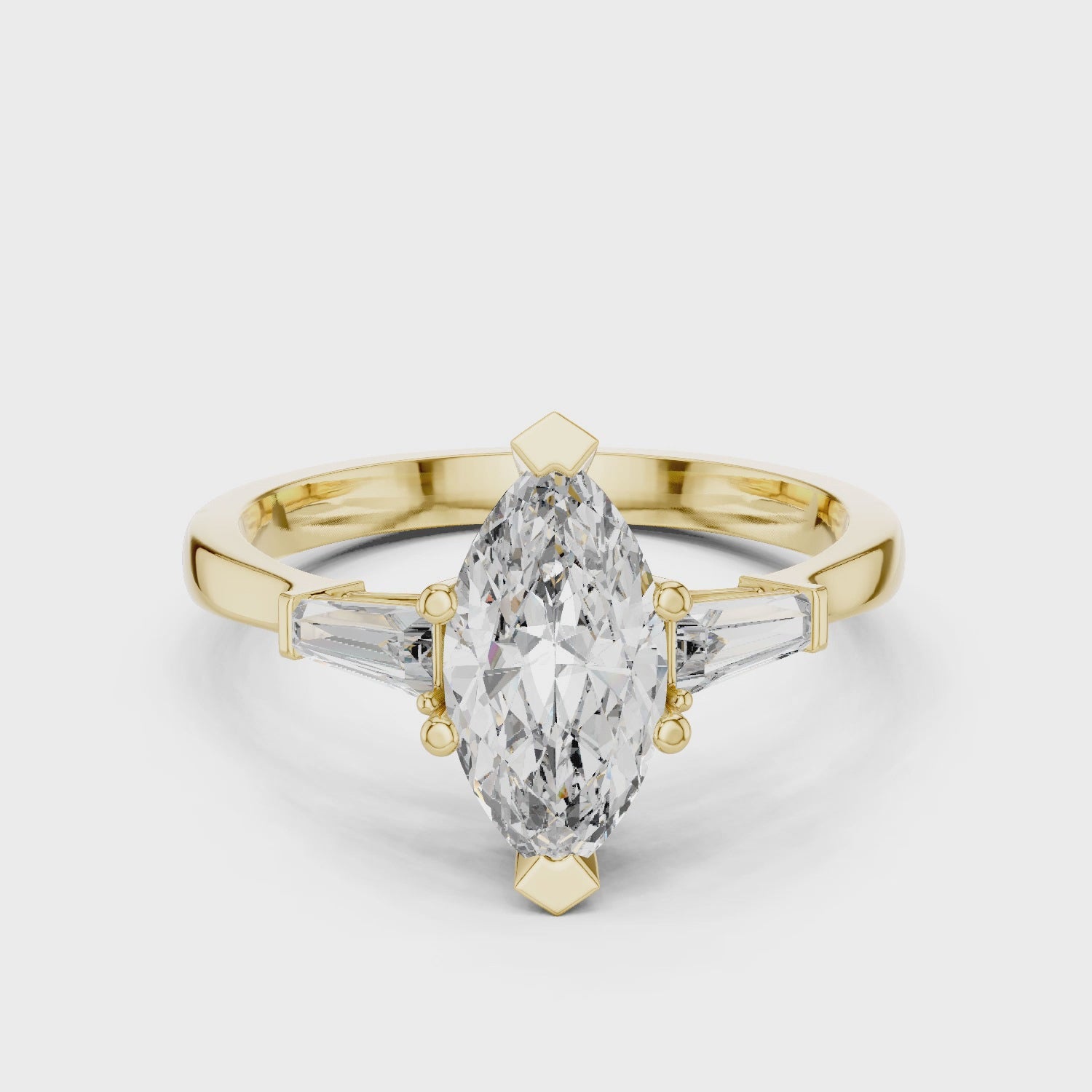Three Stone Marquise Cut Diamond Engagement Ring