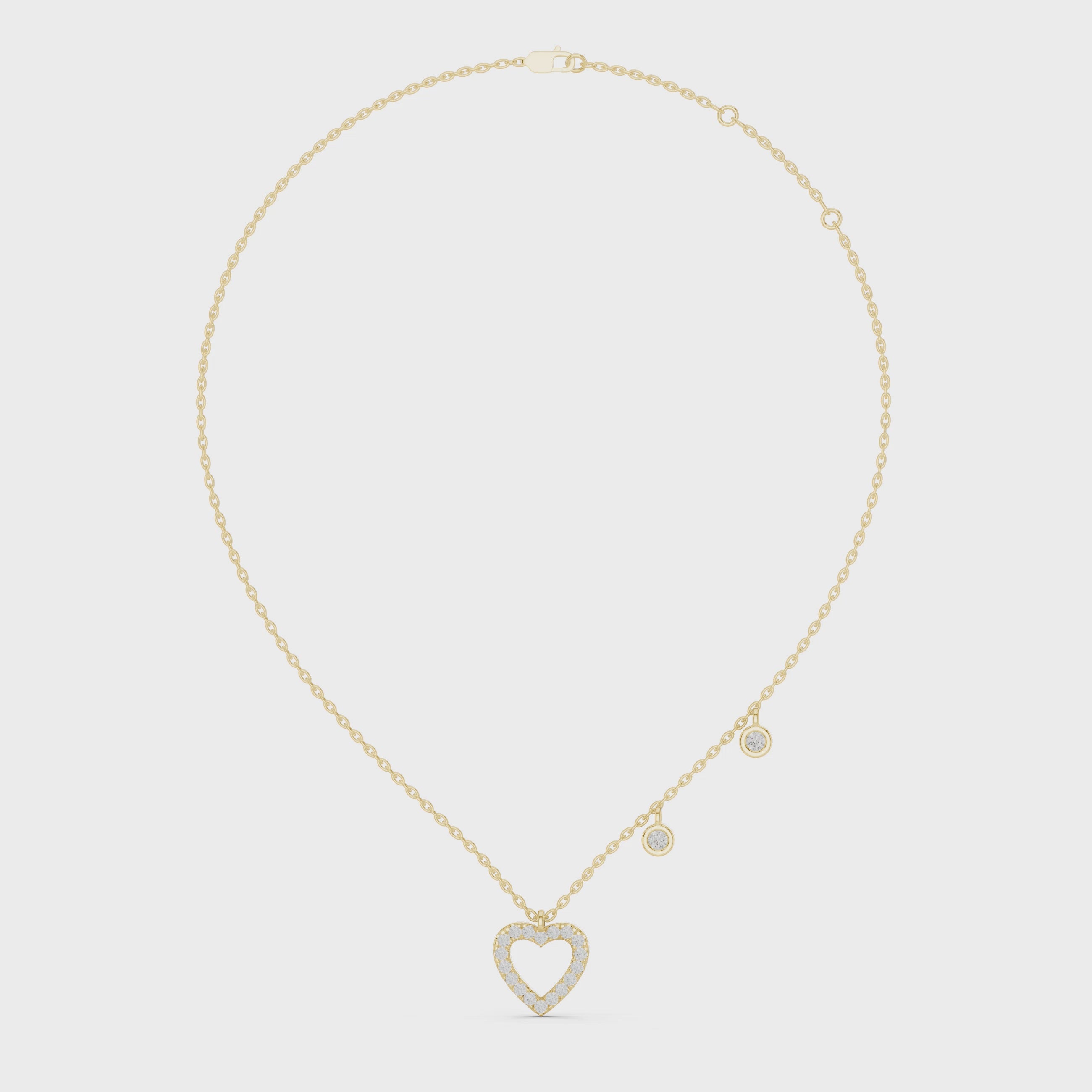 Bezel Set Round Diamond Heart Shape Necklace