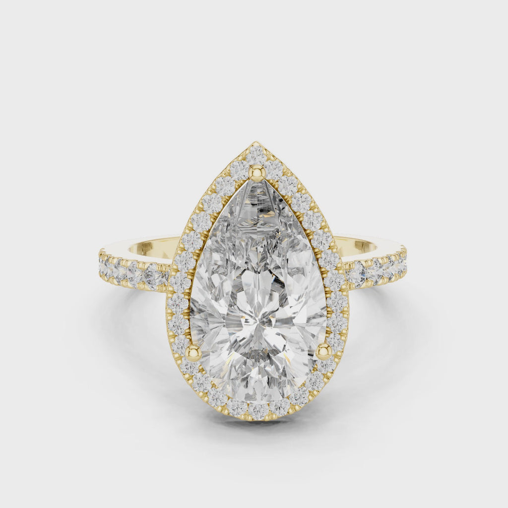 Lab Diamond Pear Cut Halo Engagement RIng
