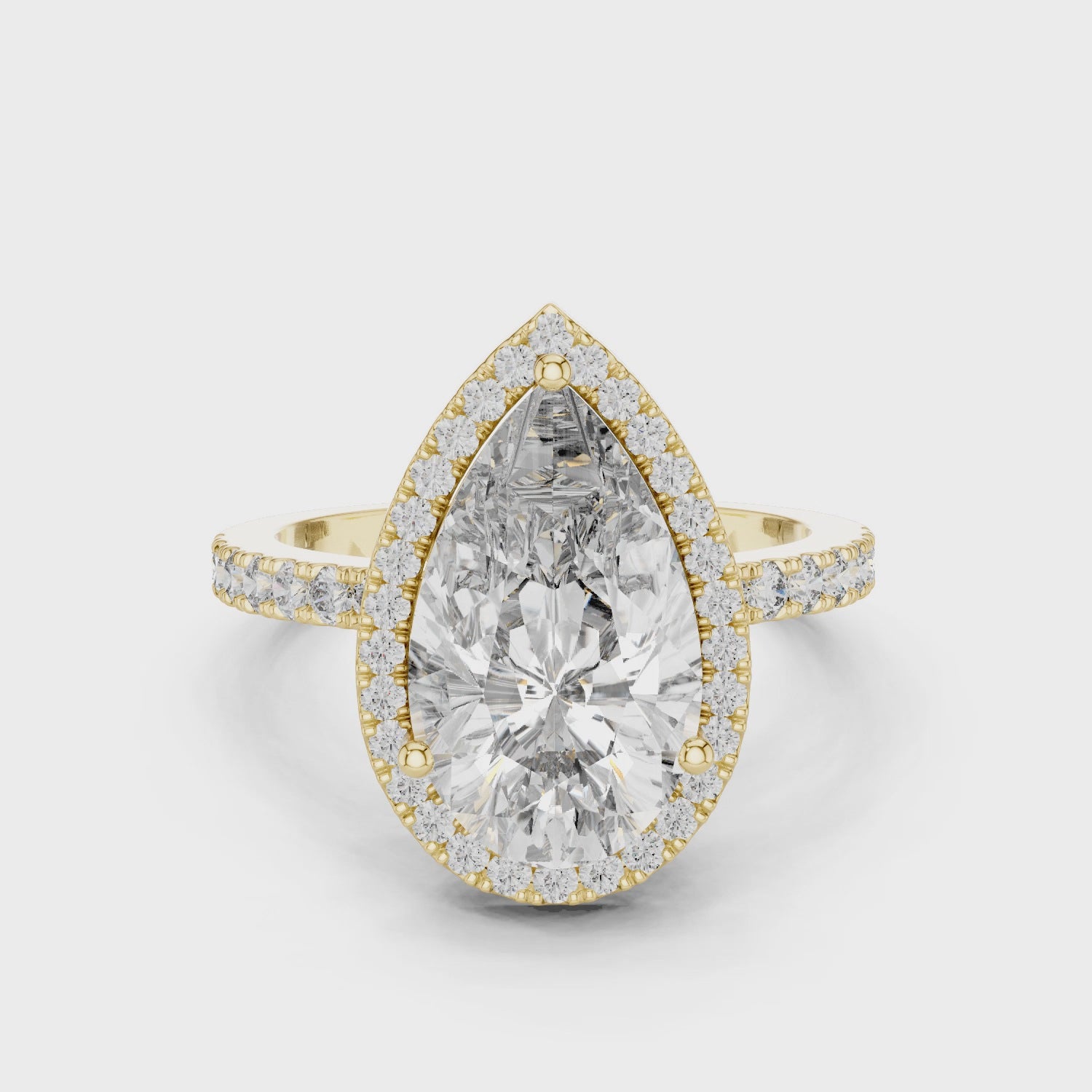 Lab Diamond Pear Cut Halo Engagement RIng
