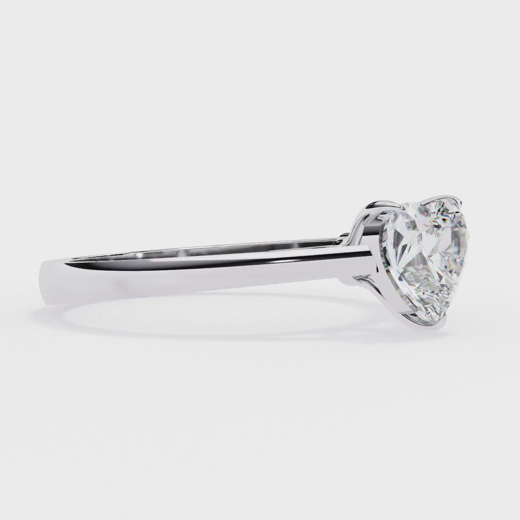 Heart Shaped Lab Diamond Solitaire Engagement Ring
