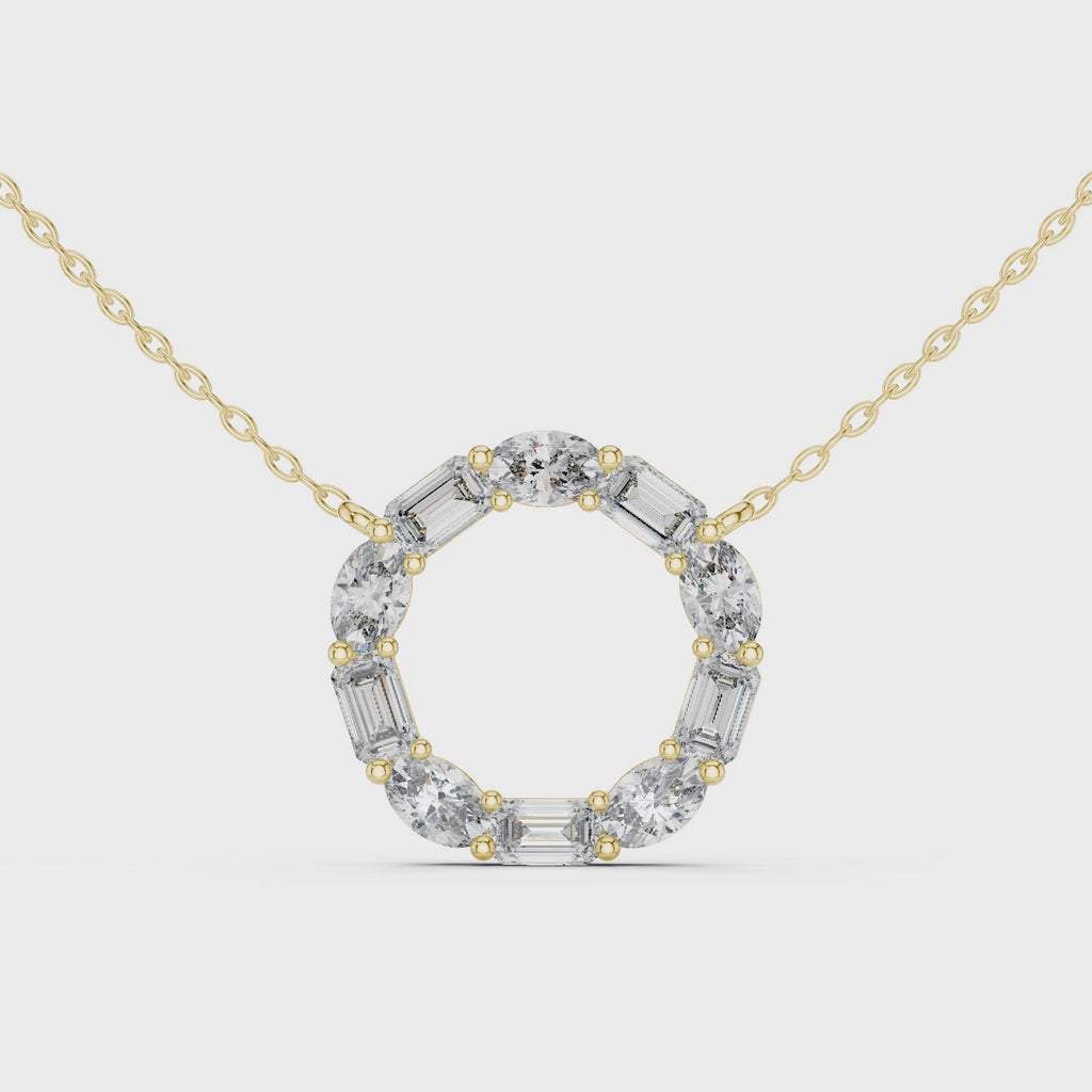 1.50 Carat Oval Shape Lab Diamond Circle Pendant