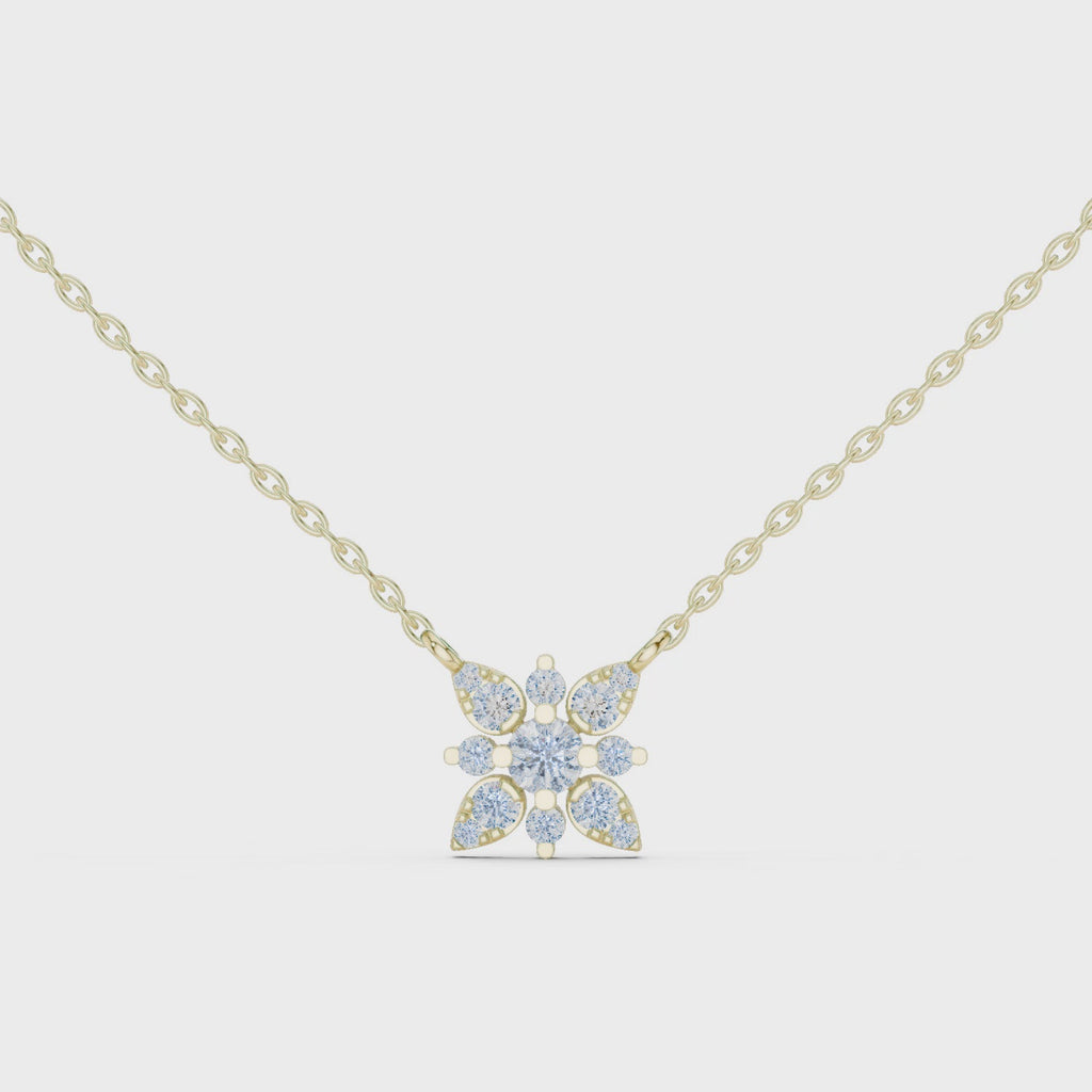 Round Lab Diamond Studded Flower Pendant