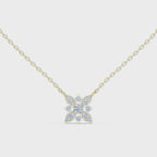 Round Lab Diamond Studded Flower Pendant