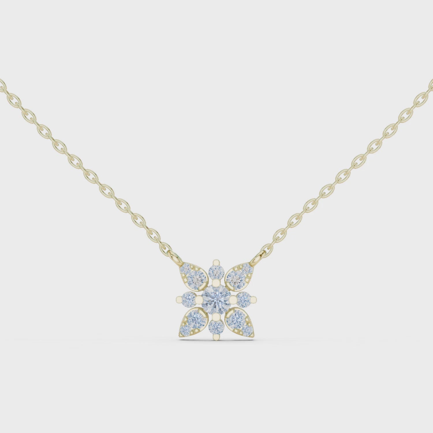 Round Lab Diamond Studded Flower Pendant