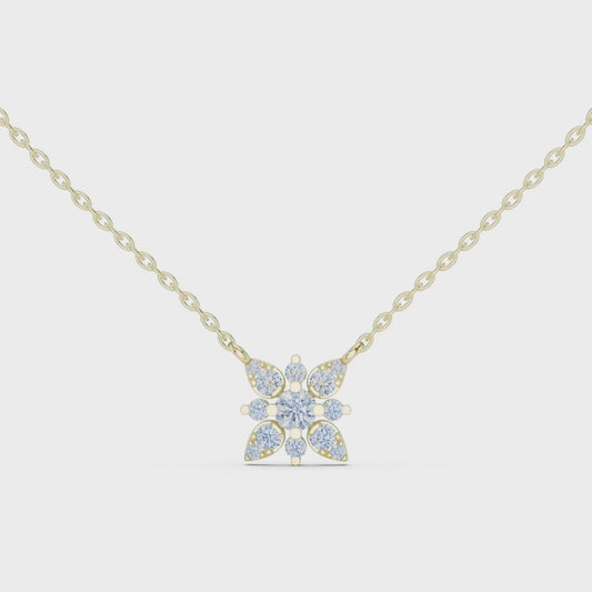Round Lab Diamond Studded Flower Pendant
