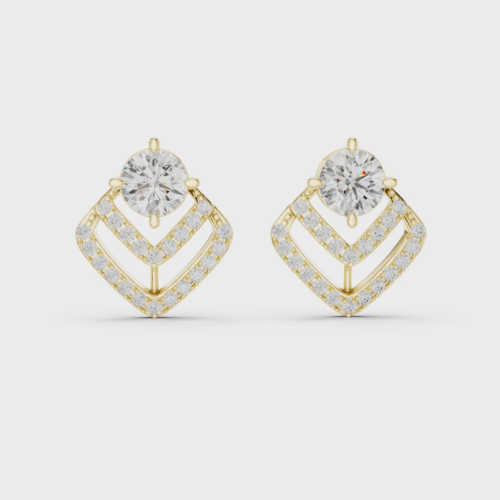 Unique Round Cut Diamond Drop Earrings