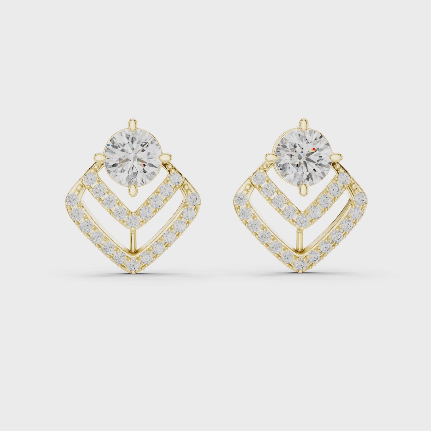 Unique Round Cut Diamond Drop Earrings