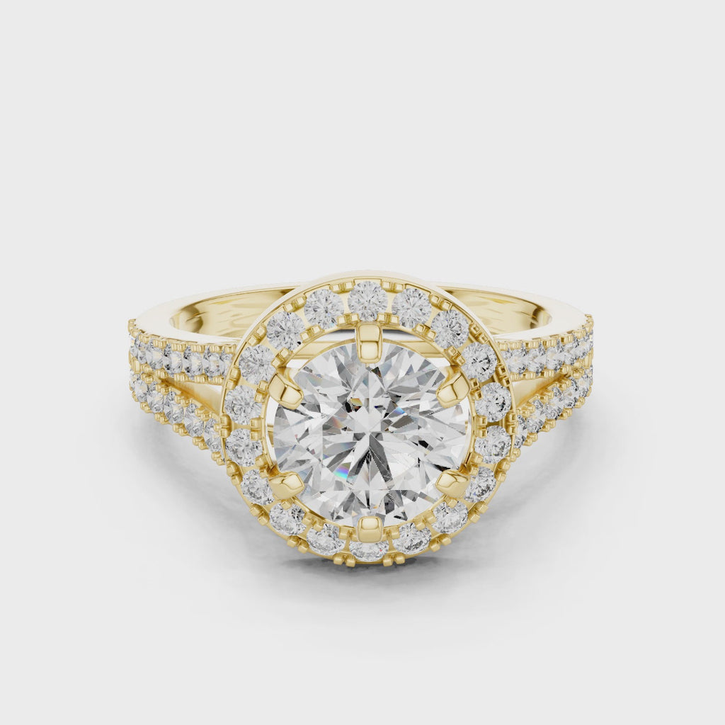 Lab Diamond Round Cut Double Shank Engagement Ring