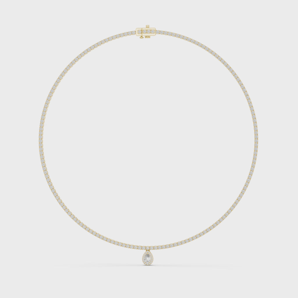 Pear And Round Diamond Tennis Necklace