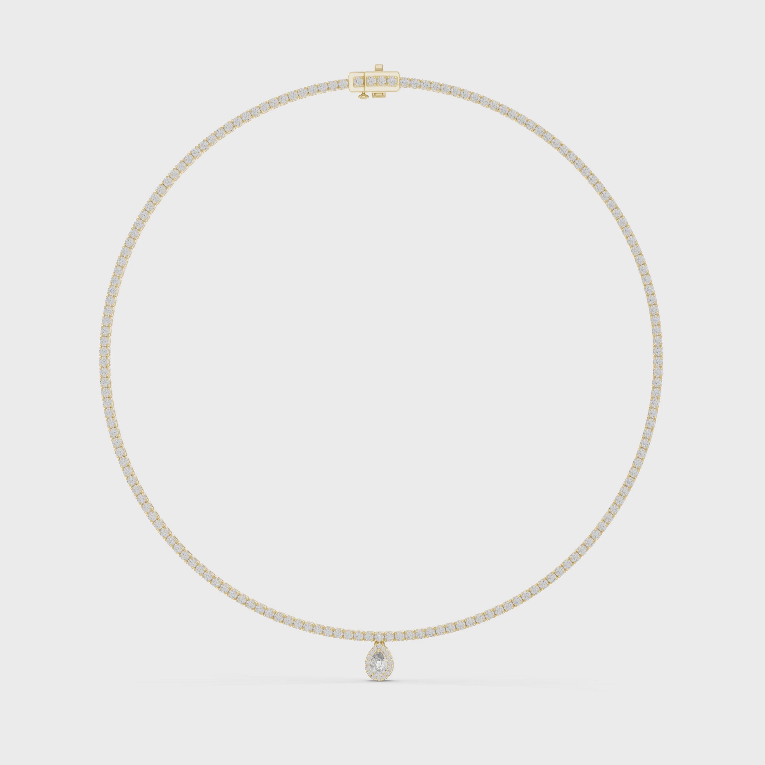 Pear And Round Diamond Tennis Necklace
