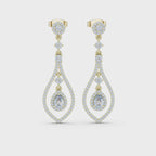 Pear And Round Cut Diamond Dangler Earrings