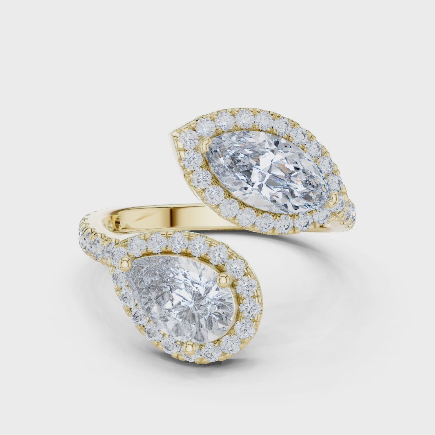 Marquise And Pear Diamond Toi Et Moi Engagement Ring