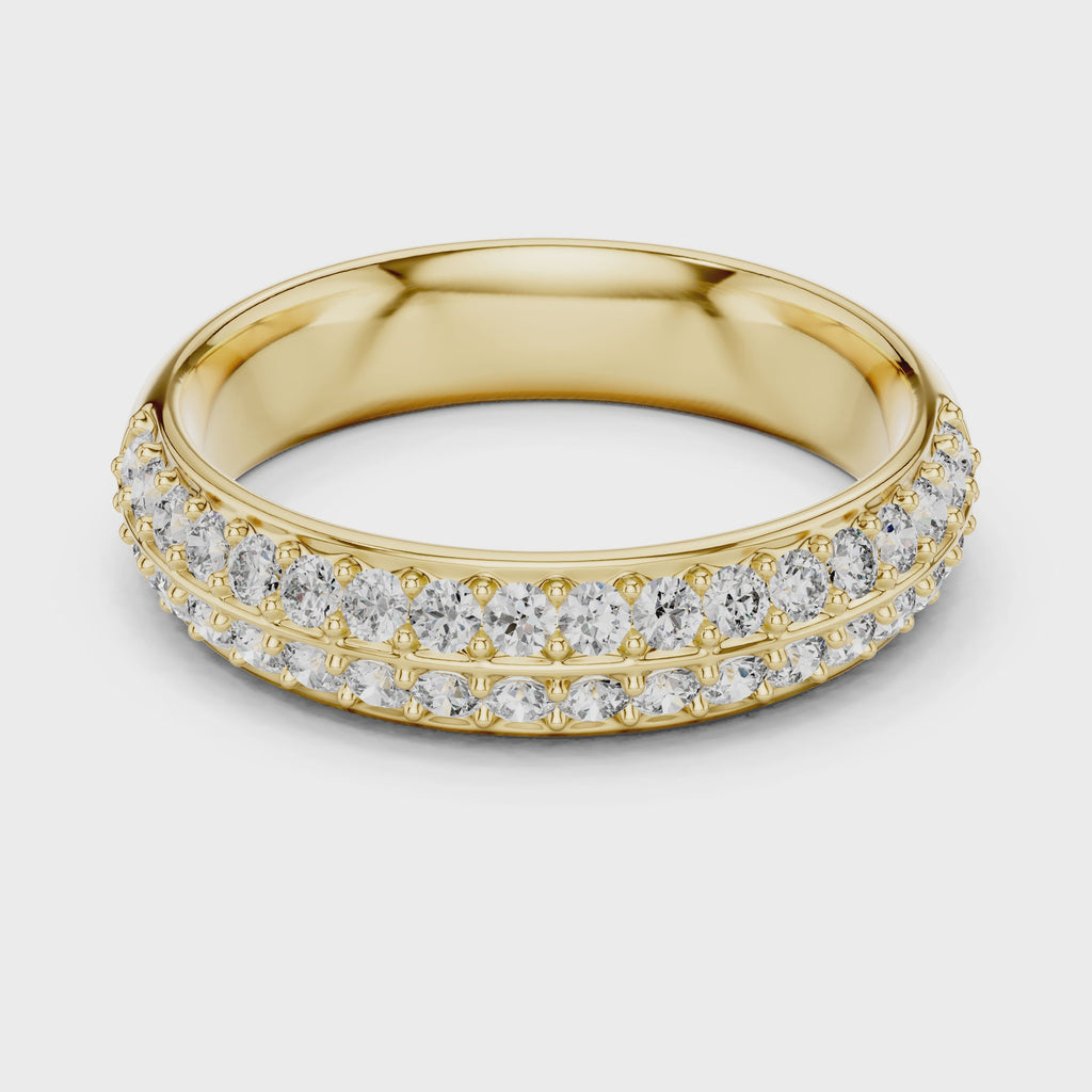 Classic Round Diamond Pave Set Wedding Band