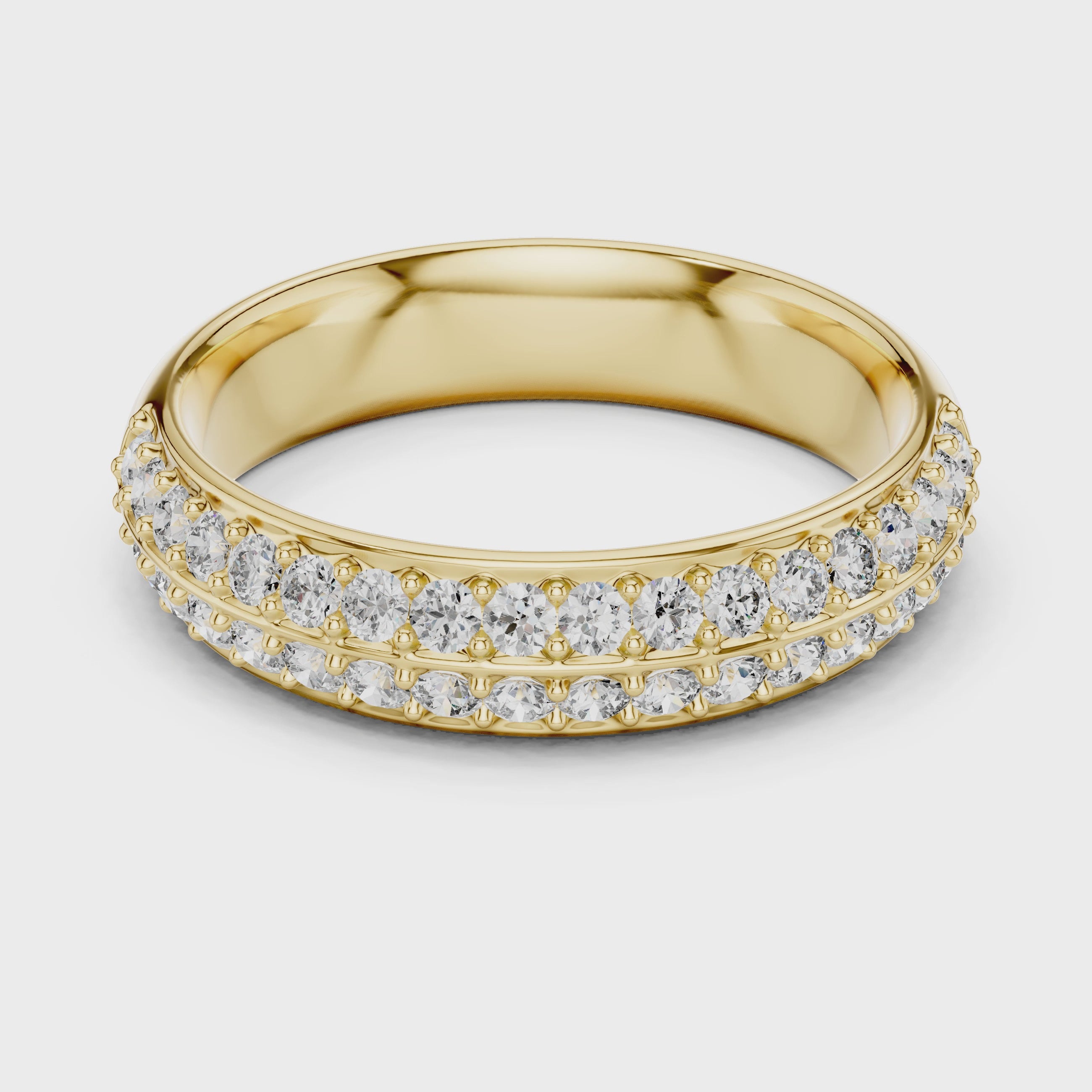 Classic Round Diamond Pave Set Wedding Band