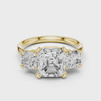 Square Emerald Cut Three Stone Engagement Ring