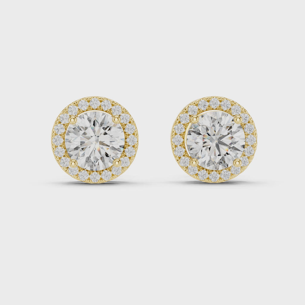 2.50 Carat Round Cut Diamond Halo Stud Earrings